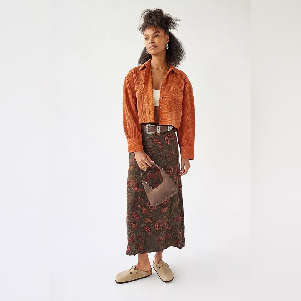 Corduroy Cropped Button Down Shirt